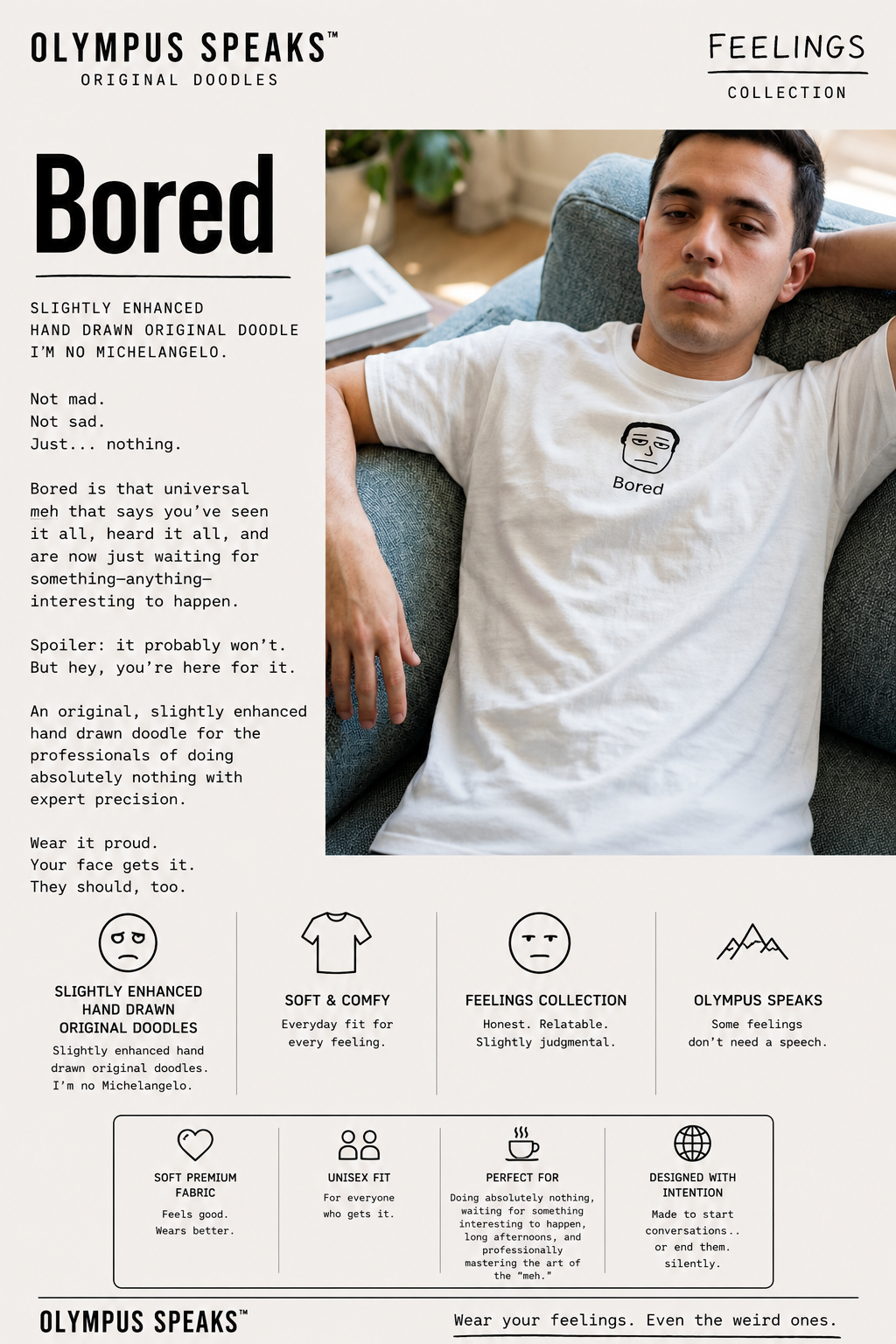 Bored - Heavyweight Unisex Crewneck T-shirt | Gildan® 5000 White