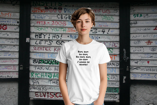 Stylish Ramones Quote T-Shirt - 'I Wanna Be Sedated' - Heavyweight Cotton, Classic Fit